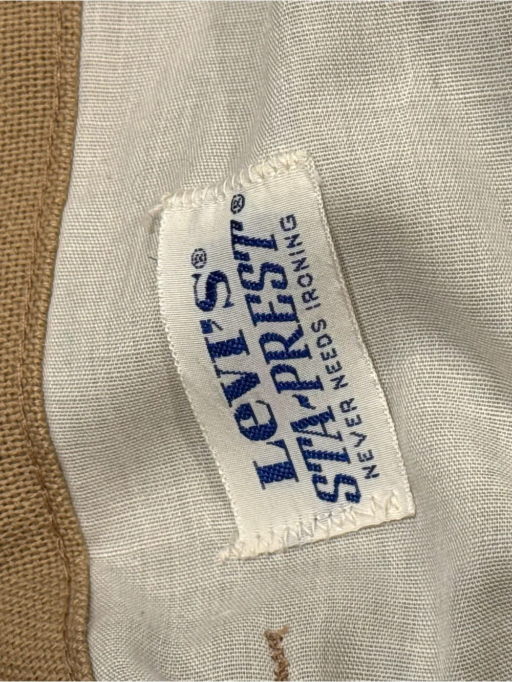 Vintage Levis 1980's 38 Beige Tan Boot Cut Leg khaki Sta-Prest Black & Gold Tag